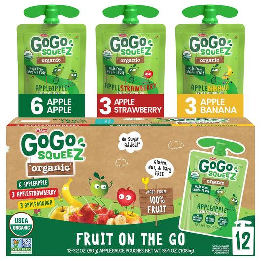 GoGo squeeZ Organic Applesauce & Fruit Pure - Pack of 12