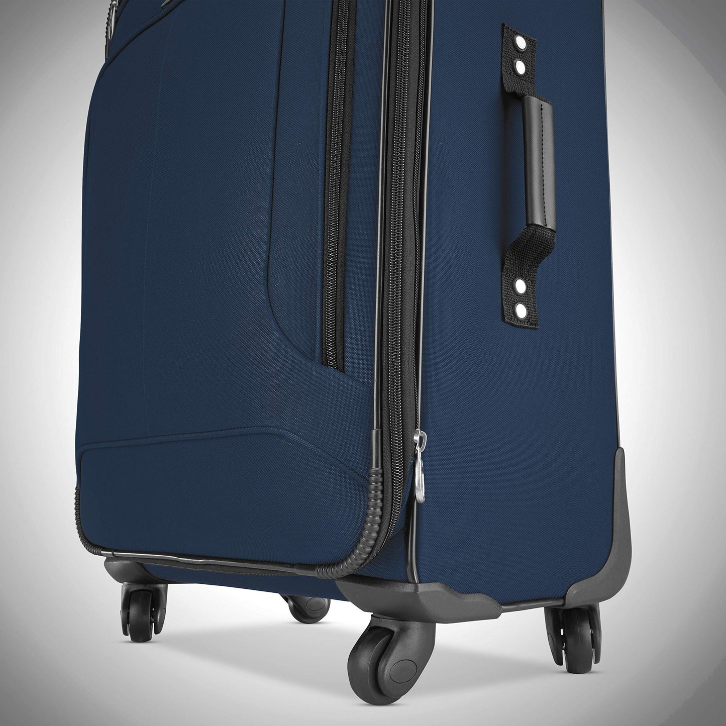 American Tourister Pop Max Softside Luggage with Spinner Wheels (Navy, Checked-Medium 25-Inch)