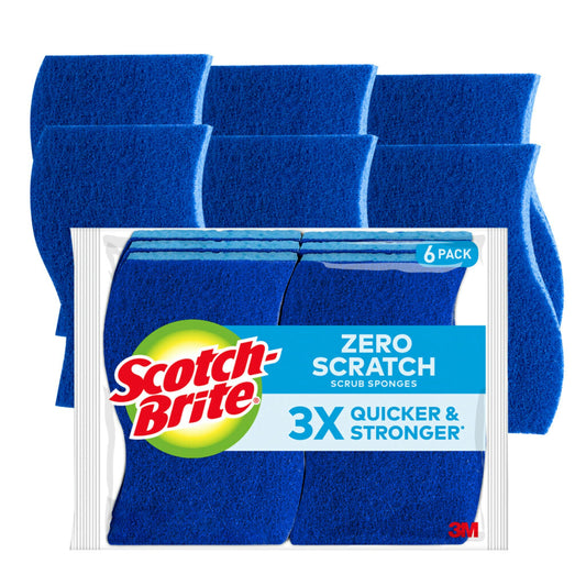 Scotch-Brite Zero Scratch Scrub Sponges, 6 Pack