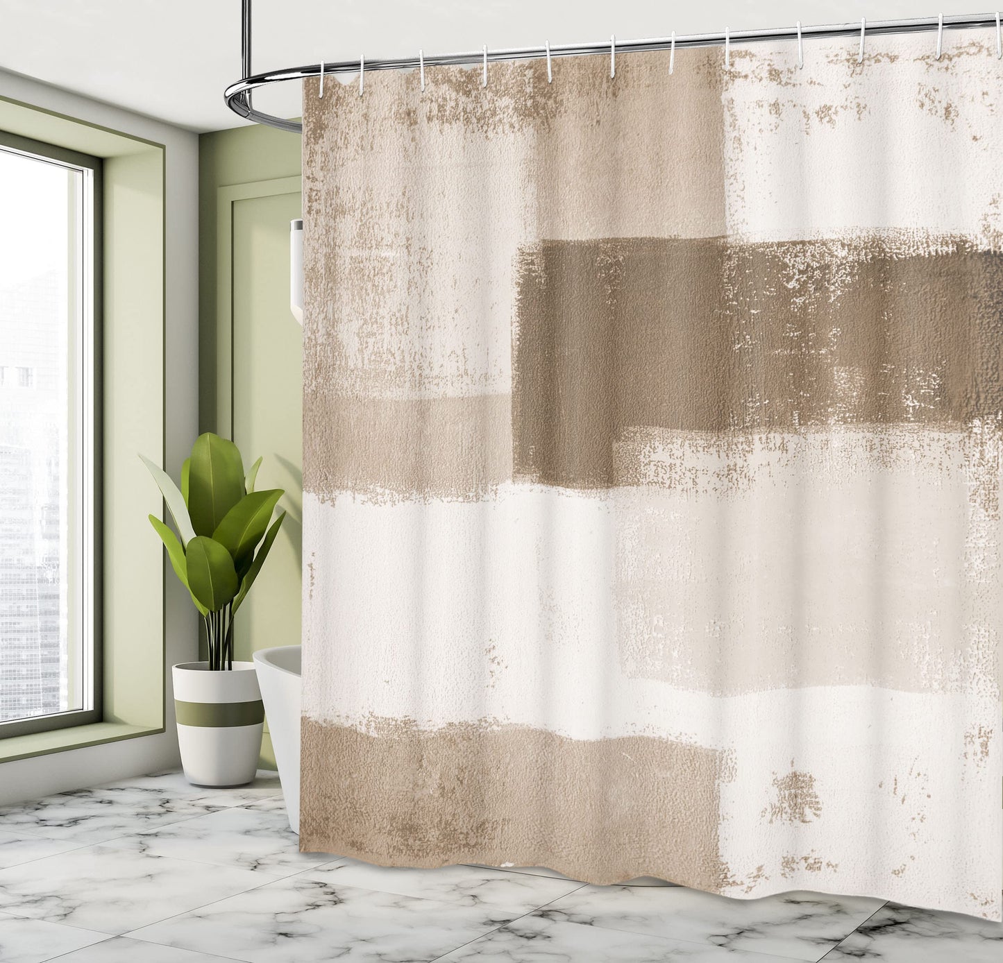 Ambesonne Abstract Shower Curtain Abstract Grunge Style Brushstrokes Painting Contemporary Illustration Cloth Fabric for Bathroom Decor with Hooks Apartment Necessities Bath 69" W x 70" L Pale Sepia