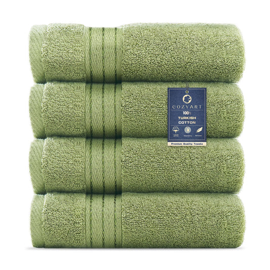 COZYART Green Hand Towels for Bathroom 4 Pcs, 13x30 Cotton Guest Hand Towels Set Super Soft Highly Absorbent Durable 650 GSM Towels for Daily Use