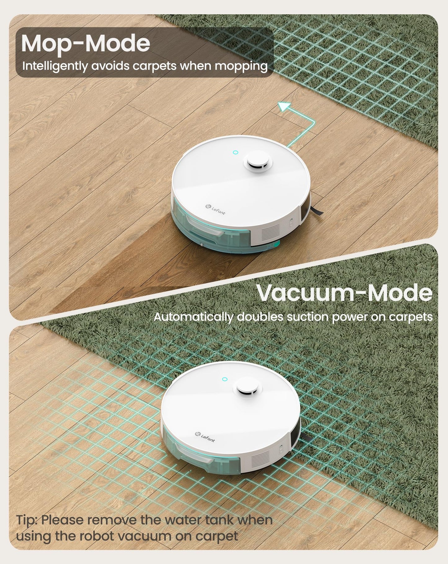 Lefant N3 Robot Vacuum and Mop Combo, Precision Mapping with Lidar & dToF Sensors, Max 4000Pa Suction, Ultrasonic Carpet Detection, Robotic Vacuum Cleaner with Sonic Mopping, WiFi/App/Alexa Control