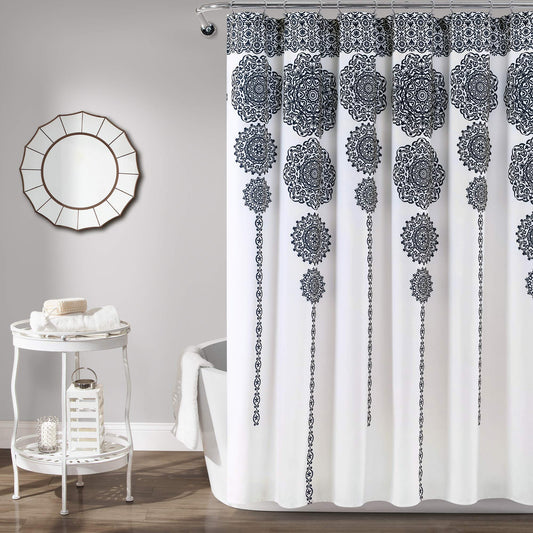 Lush Decor Stripe Medallion Shower Curtain 72" x 72"